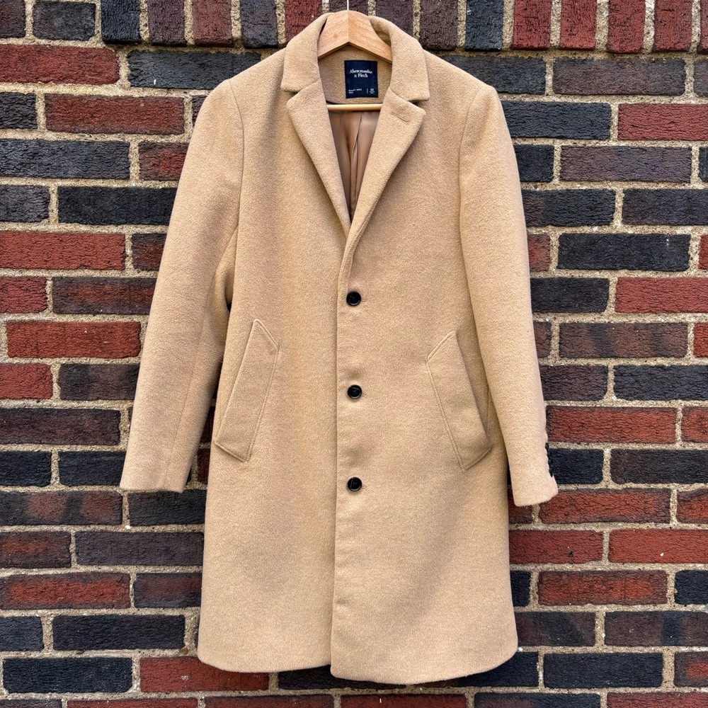 Tan Abercrombie Wool Dress Coat